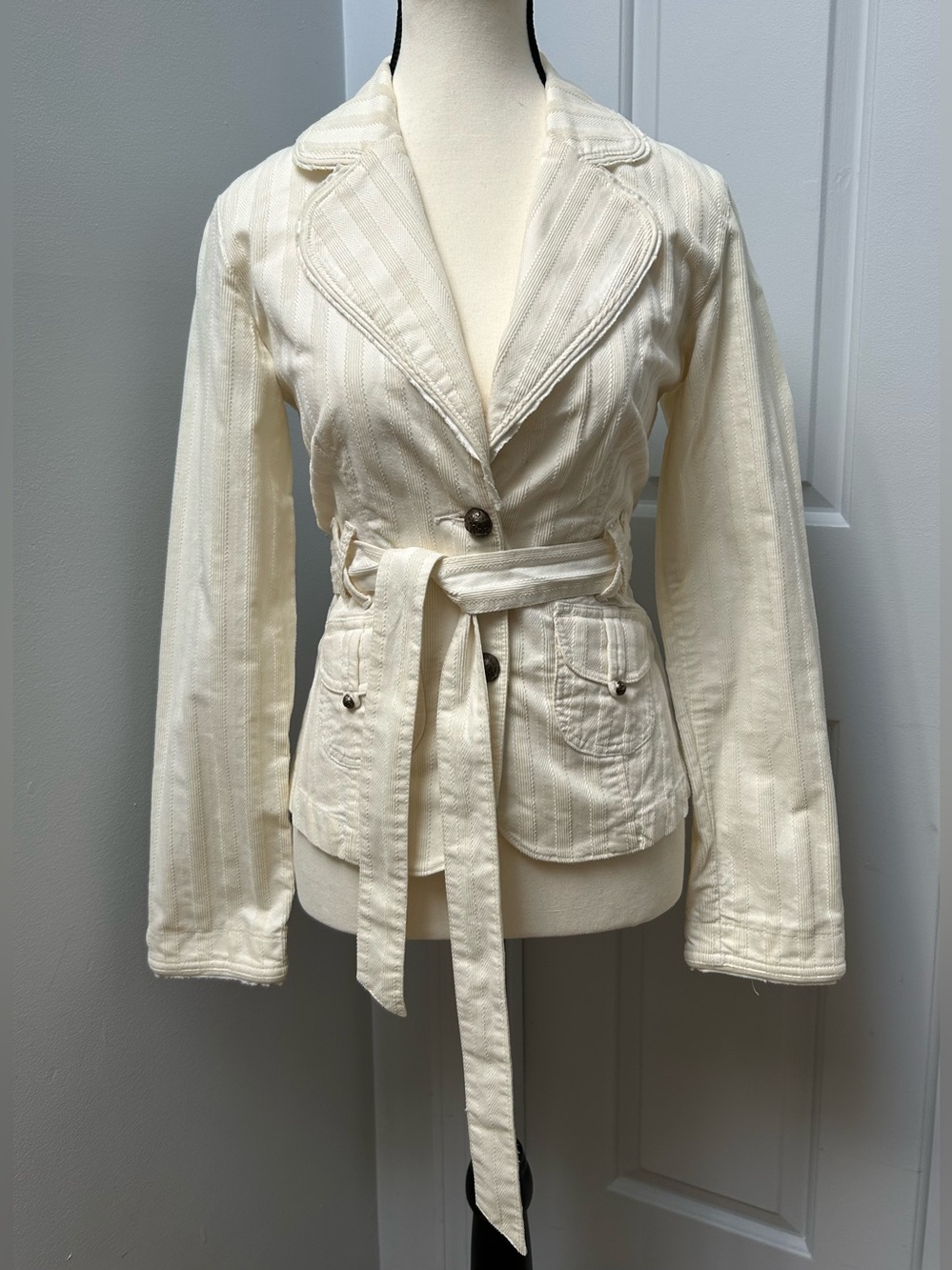 🎉2x HP🎉 WHBM Off White Ribbed Blazer Sz 0